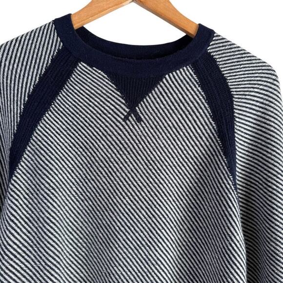 Toad & Co Strahlhorn Lambswool Crewneck Sweater in Navy Stripes, Size Small - Picture 3 of 10